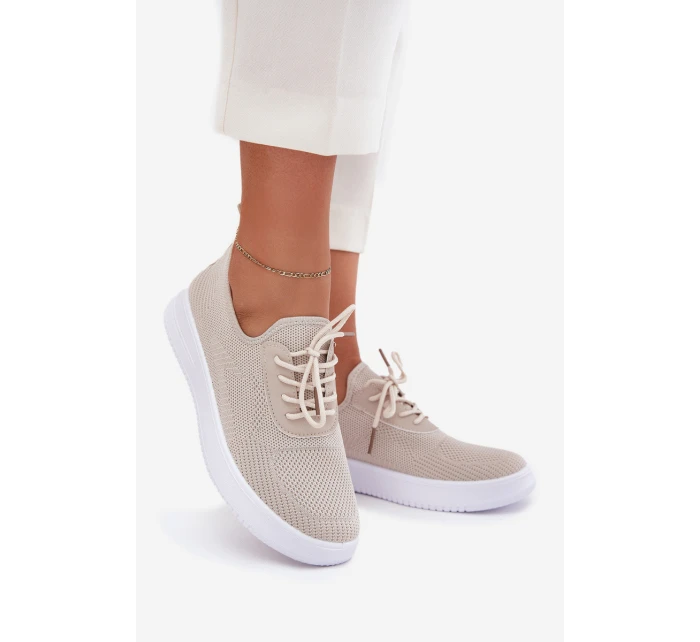 Materiálové Sportovní Boty Na Platformě Dámské Béžové Kalyra