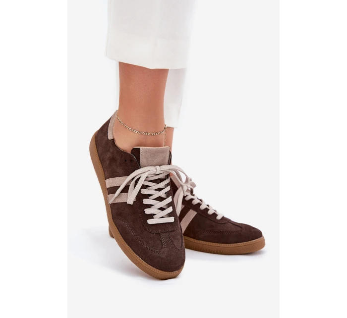 model 21703119 Semišové Nízké Tenisky Dámské Čokoládové - Zazoo