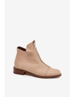 Kožené Boty Na Zip Béžové Zazoo 2785/079 Kožené Boty Na Zip Béžové Zazoo 2785/079