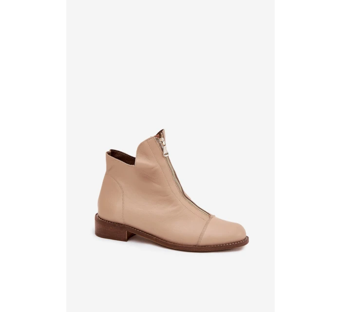 Kožené Boty Na Zip Béžové Zazoo 2785/079 Kožené Boty Na Zip Béžové Zazoo 2785/079