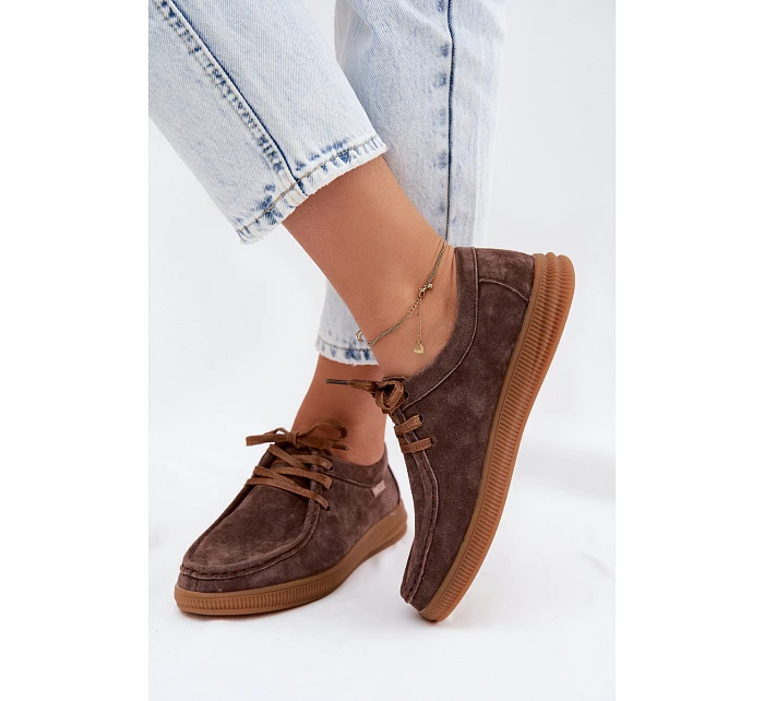 Polobotky z přírodního semiše model 22107525 Hnědé - VINCEZA