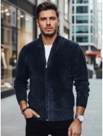 Pánský rozepínací tmavě modrý svetr FashionStreet WX2227 Pánský rozepínací tmavě modrý svetr FashionStreet WX2227