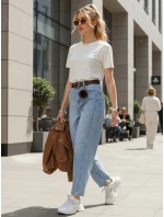 Dámské džíny balonového střihu s páskem FashionStreet UY2881