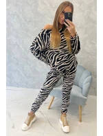 Zebra velurová souprava černá+béžová Zebra velurová souprava černá+béžová