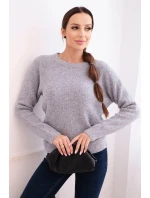 Dámský svetr z baby alpaky s dlouhým rukávem světle šedý Dámský svetr z baby alpaky s dlouhým rukávem světle šedý