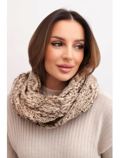 Komin dámský vlněný melírovaný silný šál na zimu KN24 tmavě béžový