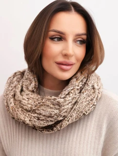 Komin dámský vlněný melírovaný silný šál na zimu KN24 tmavě béžový