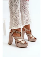 Dámské sandály na vysokém podpatku z kůže Maciejka 06050-25 Zlaté