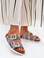 Dámské Pantofle S Přezkami A Leskem Béžové S.Barski RB51-006