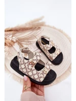 Dětské Sandály Na Suchý Zip Se Zlatými Detaily Béžové Cavina Dětské Sandály Na Suchý Zip Se Zlatými Detaily Béžové Cavina