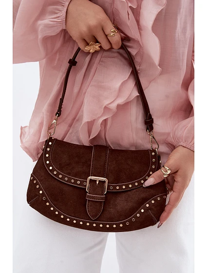 Kožená Eko semišová kabelka s přezkami model 22111538 - Flora&Co Kožená Eko semišová kabelka s přezkami model 22111538 - Flora&Co