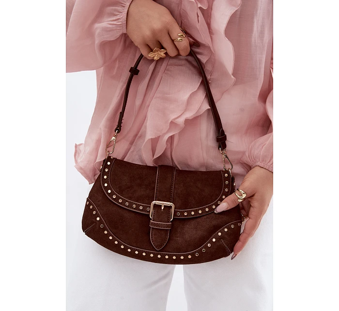 Kožená Eko semišová kabelka s přezkami Clarielle