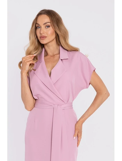 model 22204184 Maxi zavinovací šaty se zavazováním v pase pudrové - Moe model 22204184 Maxi zavinovací šaty se zavazováním v pase pudrové - Moe