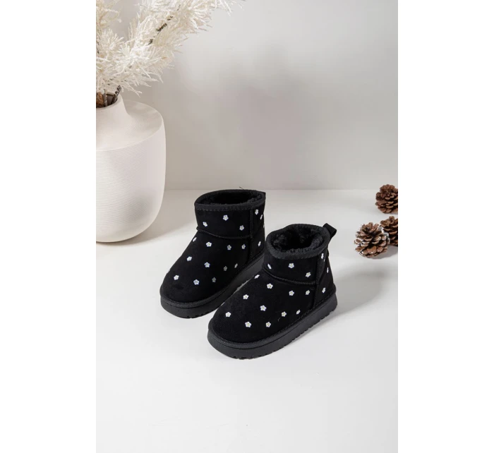 Dětské sněhule s květinovým motivem Gracina – černé Dětské sněhule s květinovým motivem Gracina – černé