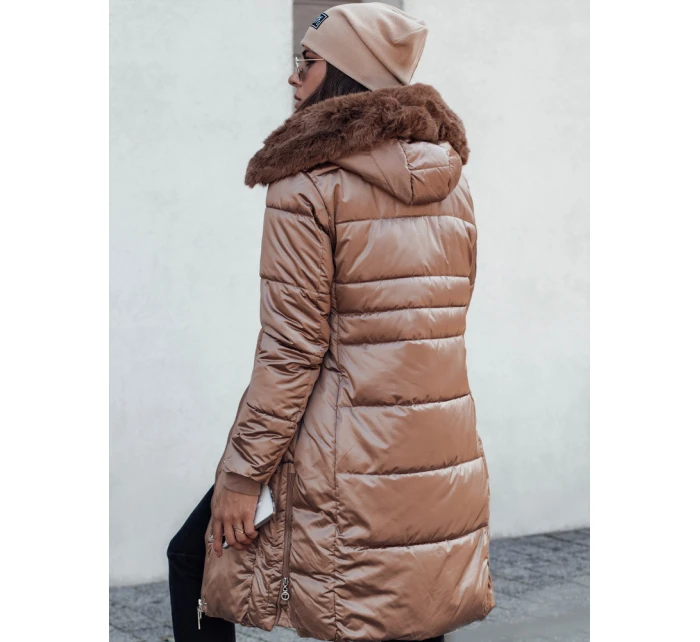 Dámská prošívaná zimní bunda ULTRAWAY s kapucí hnědá FashionStreet TY4644