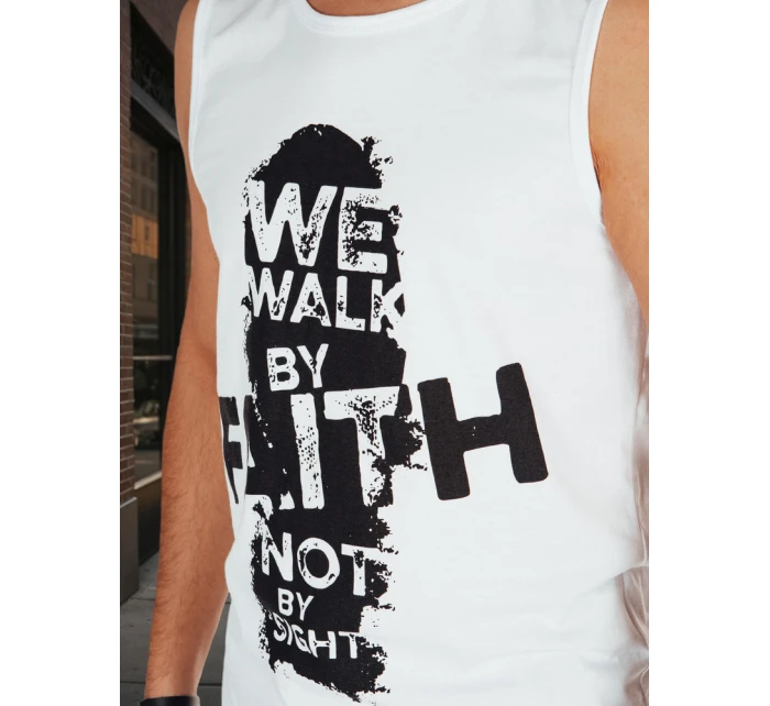 Pánské tričko bez rukávů bílé FashionStreet RX5658