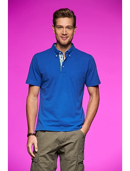 Daiber JN 964 Pánské piqué polo button-down 02.0964 royal/royal/white Daiber JN 964 Pánské piqué polo button-down 02.0964 royal/royal/white