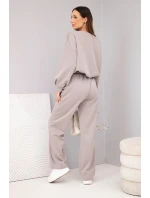 Dámský komplet máslová mikina s broží a kalhoty s rovnými nohavicemi fango