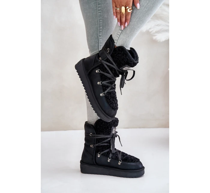 Voděodolné sněhové boty na platformě veganské D.Franklin DFSH370004 černé