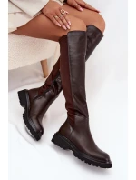 Vklouzávací dámské kozačky z ekokůže čokoládové Sylvina