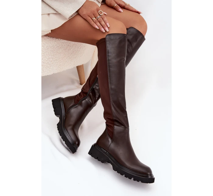 Vklouzávací dámské kozačky z ekokůže čokoládové Sylvina