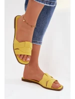 Dámské ploché sandály s pásky Eko Zamszové Žluté model 21937439 - Boto
