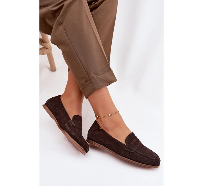 Mokasiny z Semiše Čokoládové model 22100814 - VINCEZA Mokasiny z Semiše Čokoládové model 22100814 - VINCEZA