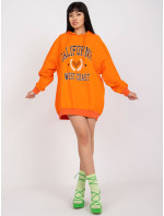 Oranžová oversized mikina s tištěným designem a kapucí