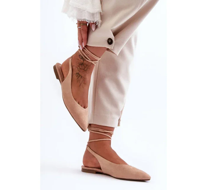 Dámské semišové baleríny nude Lilly Ann