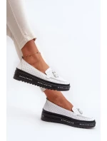 Dámské kožené mokasíny na platformě, bílá Assetnima Dámské kožené mokasíny na platformě, bílá Assetnima
