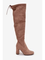 Dámské kozačky na sloupkovém podpatku Xamarin – béžové