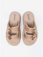 Módní dámské  nazouváky hnědé platforma