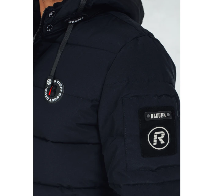 Pánská prošívaná zimní bunda s kapucí FashionStreet navy blue TX5054