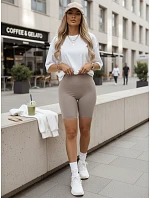 Dámské cyklistické šortky s vysokým pasem šedé FashionStreet SY0575 Dámské cyklistické šortky s vysokým pasem šedé FashionStreet SY0575