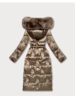 Tmavě béžová dámská zimní bunda se stahováním v pase S'West (B8522-12) Tmavě béžová dámská zimní bunda se stahováním v pase S'West (B8522-12)