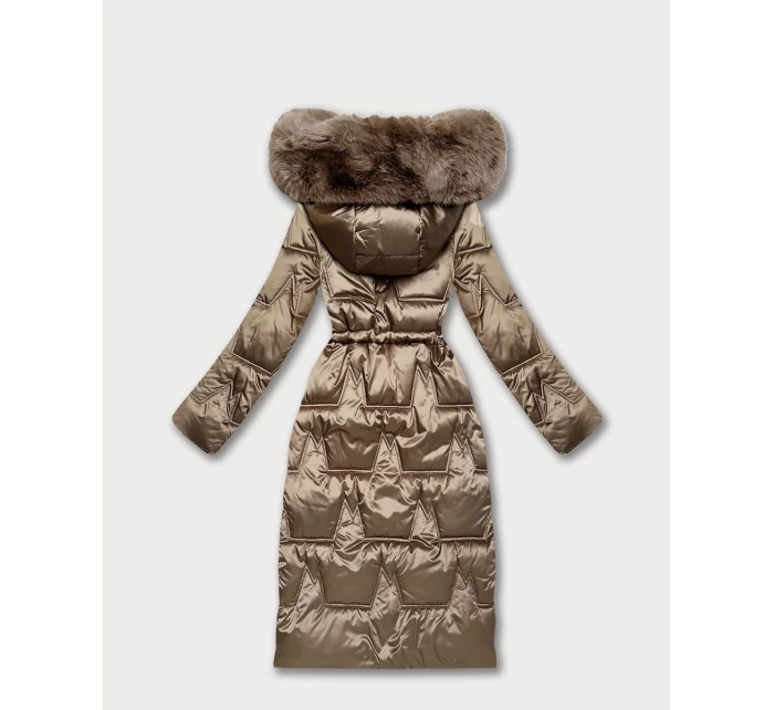 Tmavě béžová dámská zimní bunda se stahováním v pase S'West (B8522-12) Tmavě béžová dámská zimní bunda se stahováním v pase S'West (B8522-12)