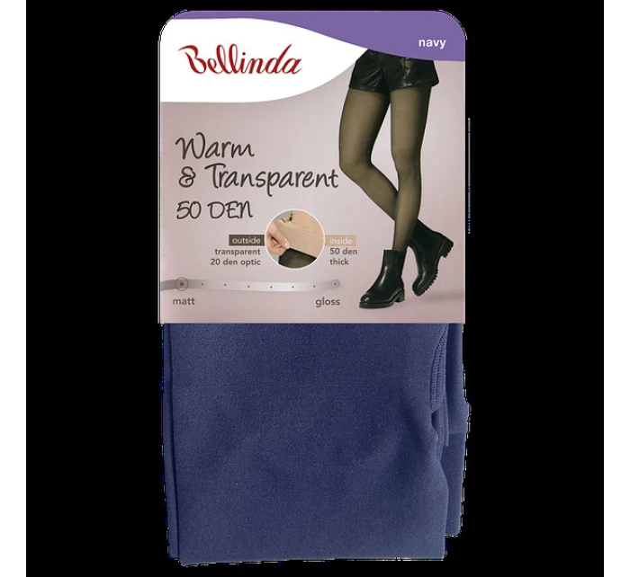 Dámské teplé punčochové kalhoty 50 DEN WARM & TRANSPARENT 50 DEN - BELLINDA - modrá