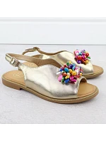 Dámské zlaté sandály s korálky Filippo DS6230