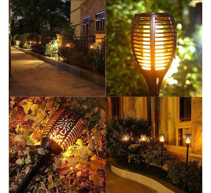 SOLÁRNÍ SVÍTILNA TANČÍCÍ PLAMENY 10X10X79CM 36 LED DIOD