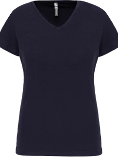 Kariban K 3015 Dámské elastické tričko s výstřihem do V 20.3015 navy
