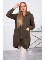 Zateplená mikina se zipem na zádech v barvě khaki