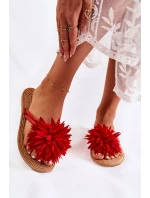Dámské žabky s látkovým ornamentem Červené Eviana Dámské žabky s látkovým ornamentem Červené Eviana