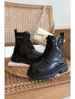 Dívčí členkové boty s teplou podšívkou s ozdobou LOVE Černé Rosaira