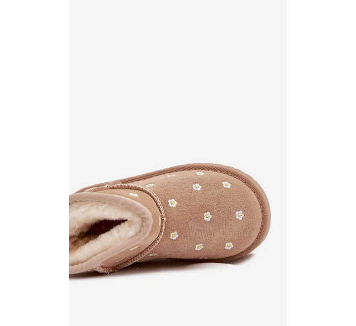 Dětské sněhule zdobené květinami Gracina – béžové Dětské sněhule zdobené květinami Gracina – béžové