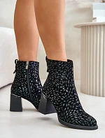 Dámské kotníkové boty na podpatku CR42-192 Černá - D§A