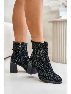 Dámské kotníkové boty na podpatku CR42-192 Černá - D§A