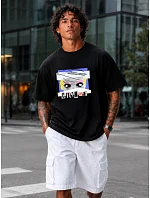 Tshirt męski oversize z nadrukiem bawełniany czarny model 22216238 - FashionStreet Tshirt męski oversize z nadrukiem bawełniany czarny model 22216238 - FashionStreet