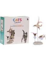 KOČIČÍ HRAČKA PEŘÍ NA PRUŽINÁCH NA ŠKRABADLE 14X33CM