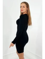 Pletené šaty s výstřihem černý