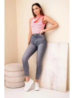 Dámský žebrovaný top bez rukávů v model 22011748 s výstřihem růžový neon - K-Fashion